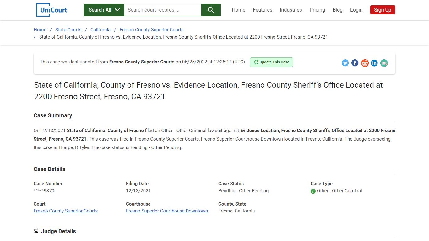 State of California, County of Fresno vs Evidence Location ...